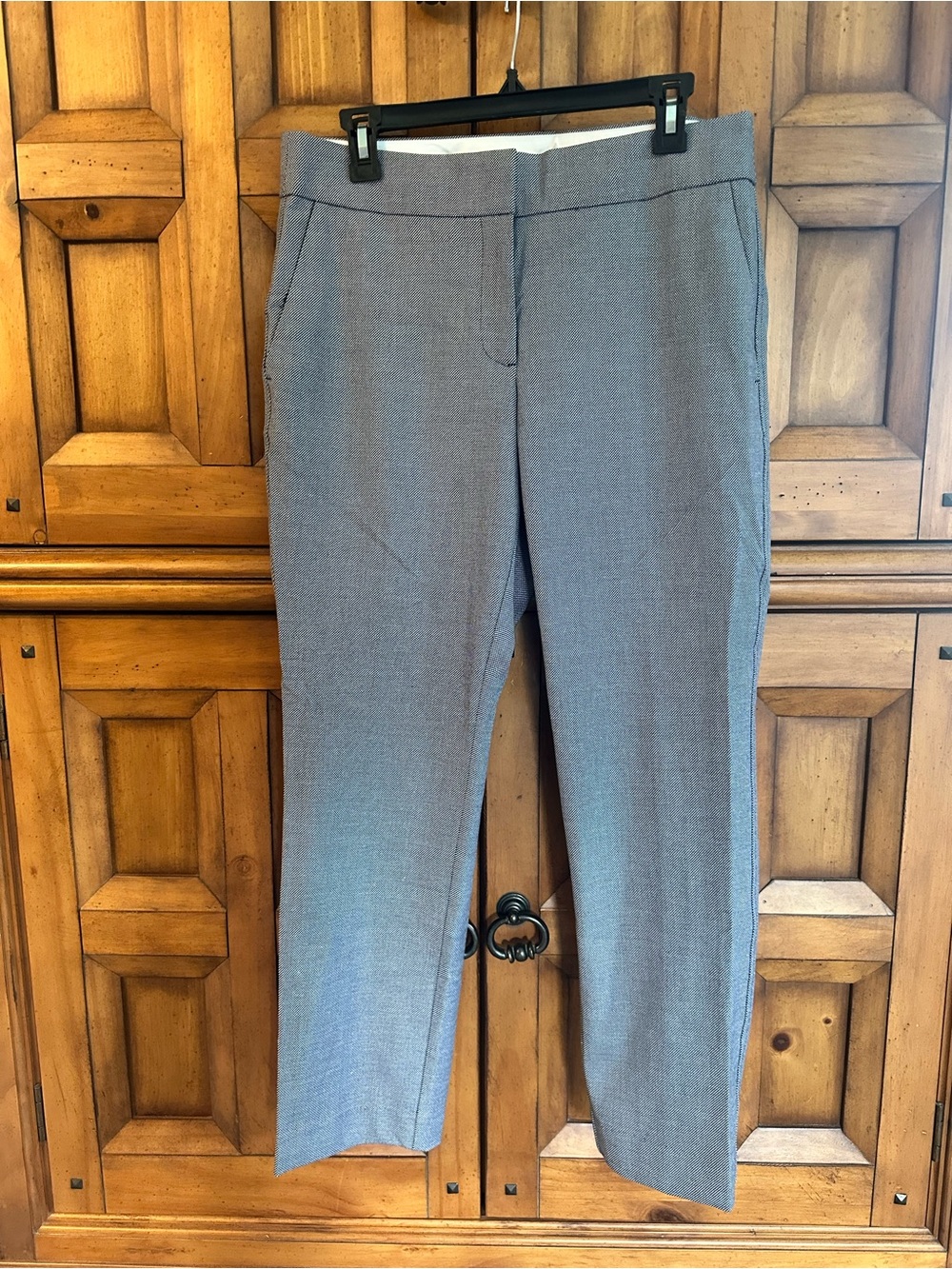 LOFT Blue and White Straight-Leg Dress Pants